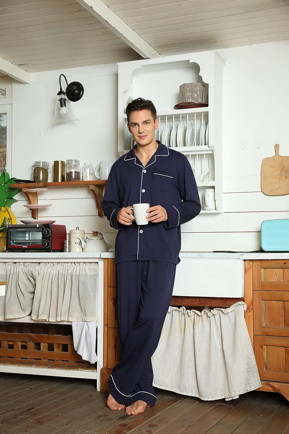 Mäns Pyjamas Set Klassisk Stil 2