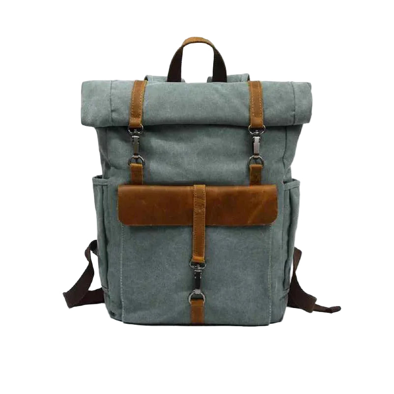 Mäns Ryggsäck Roll Top Vintage Med Justerbara Axelremmar 0