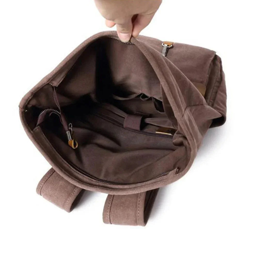 Mäns Ryggsäck Roll Top Vintage Med Justerbara Axelremmar 6