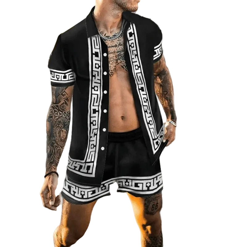 Mäns Sommarset med Patchworkdesign 0