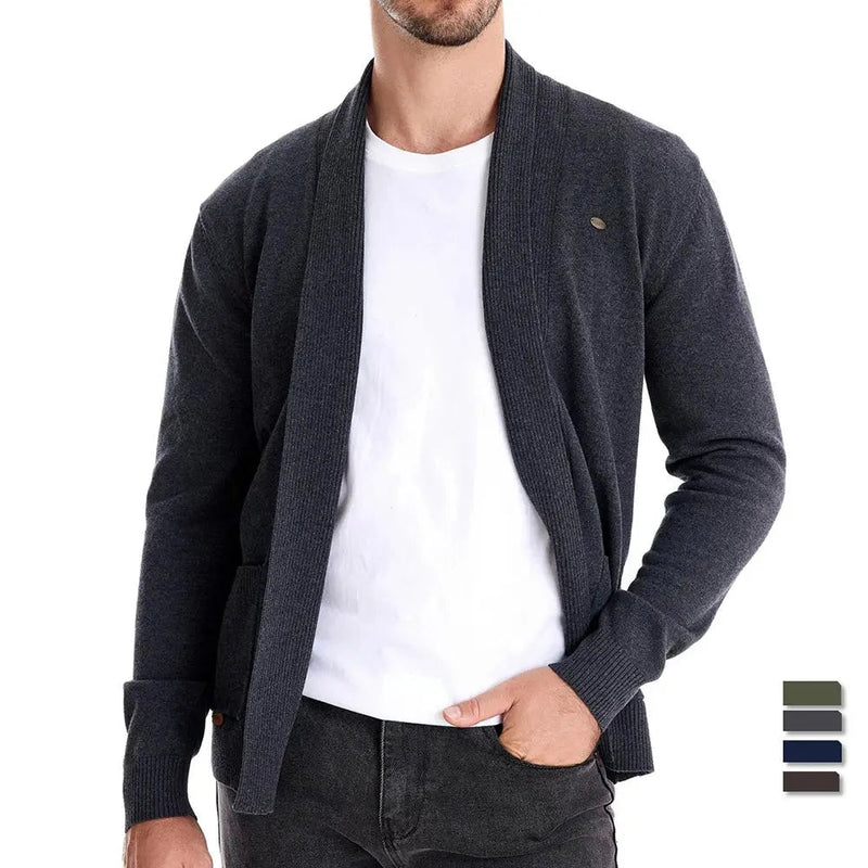 Mäns Vändbar Tröja Sjalstickad Design 1