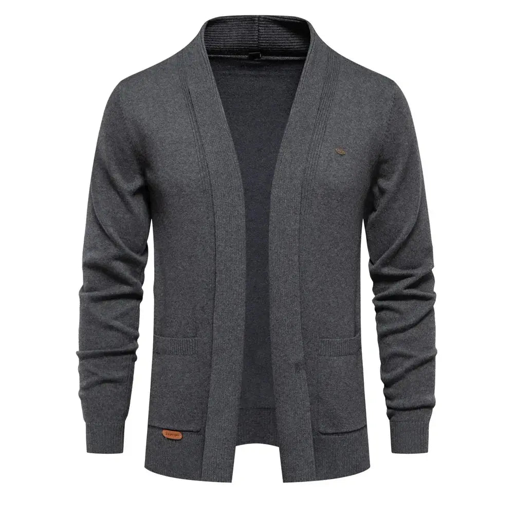 Mäns Vändbar Tröja Sjalstickad Design 8