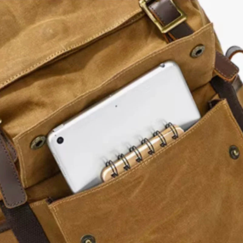 Mäns Vandringsryggsäck Roll-Top Vintage Stil 7