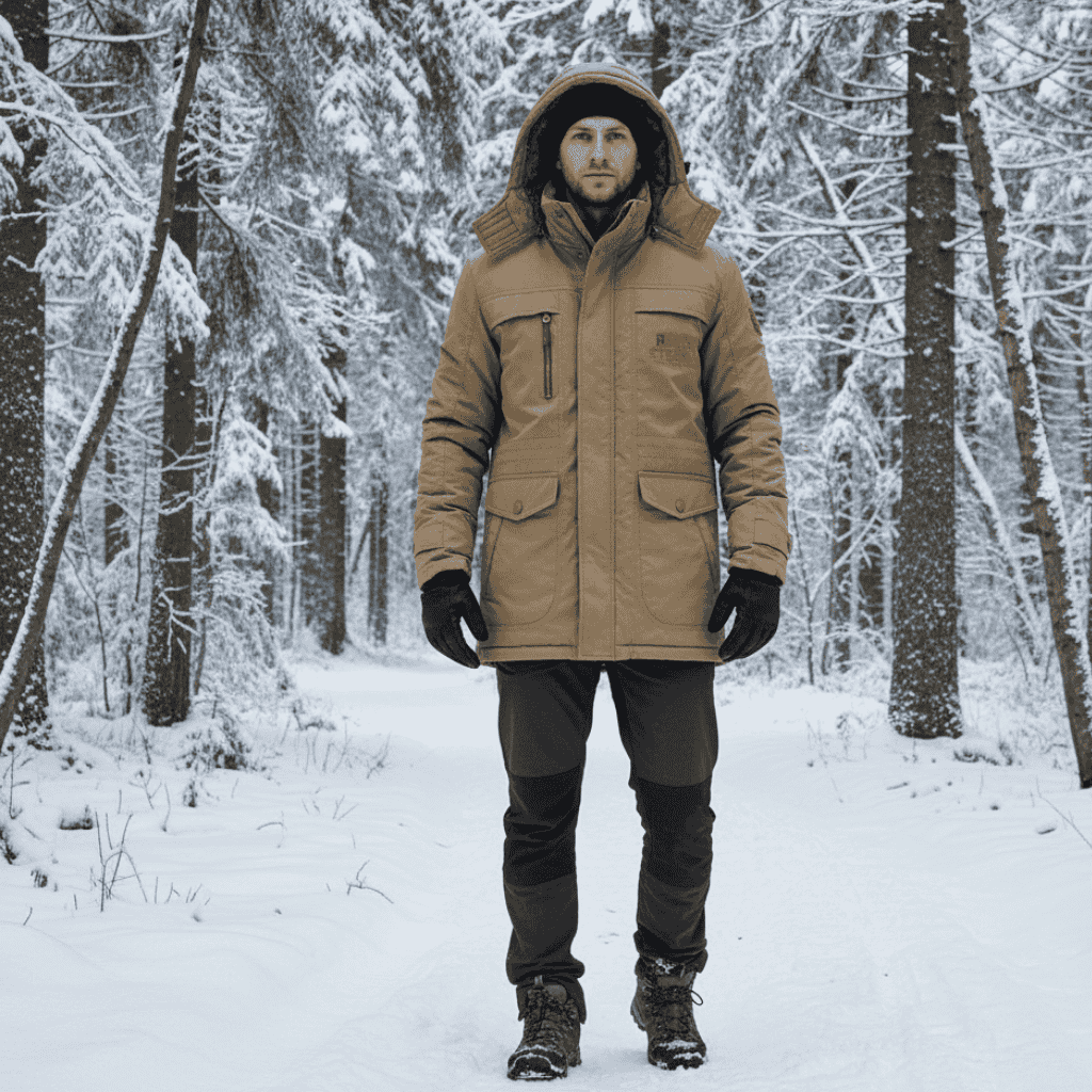 Mäns Vinterjacka Parka Med Avtagbar Huva 1