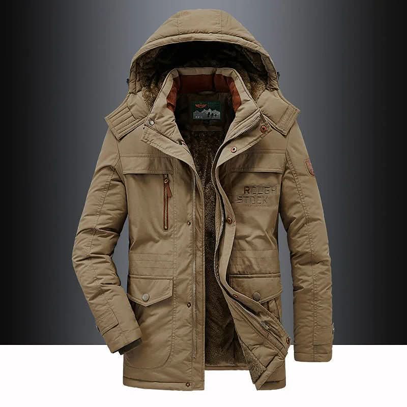 Mäns Vinterjacka Parka Med Avtagbar Huva 3
