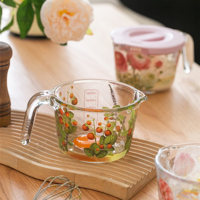 Mätkopp med Lock i Retro Blommor 1