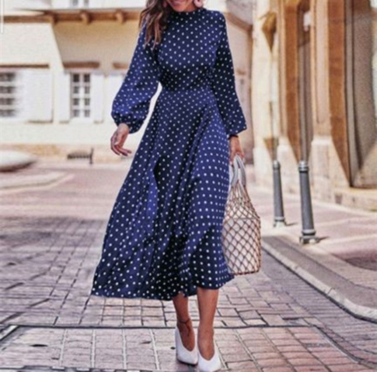 Maxiklänning Dam Prickig Lång Ärmar Polyester 1