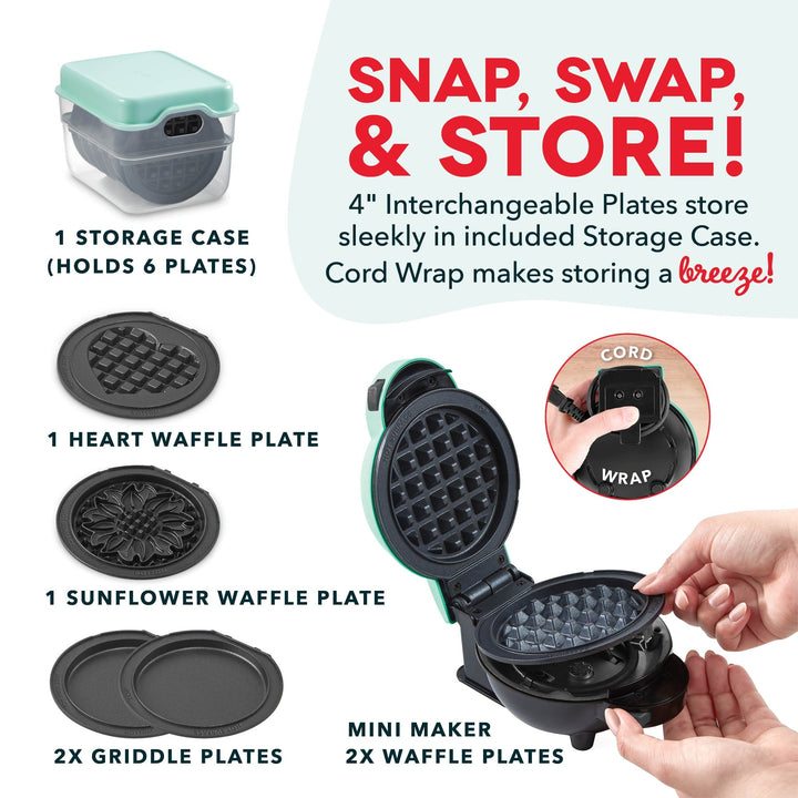 Mini Våffeljärn och Grillpress Kompakt Design 4