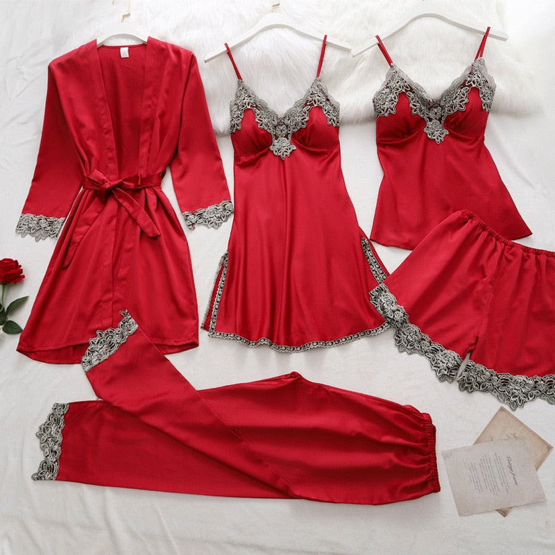 Mjukt sidenpyjamaset 6