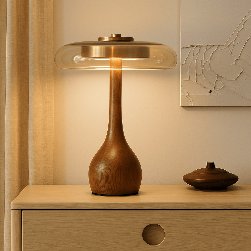 Moderna LED-bordslampa med Träfot 0