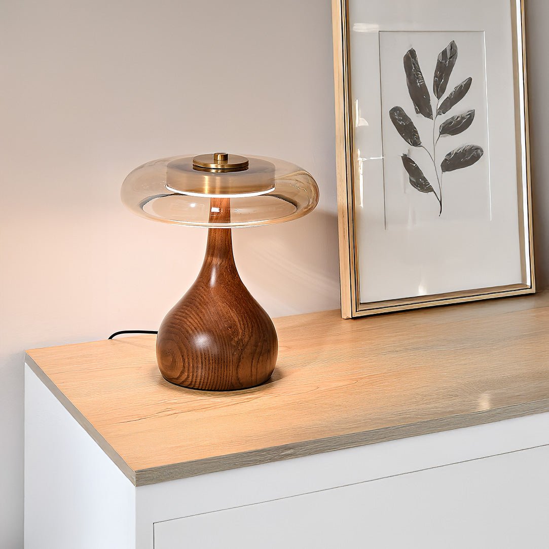 Moderna LED-bordslampa med Träfot 4