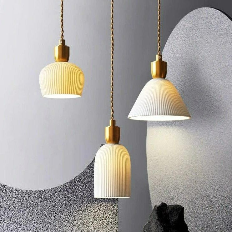 Moderna Pendellampa Kök Justerbar Hänglängd Vit Keramisk Finish 1