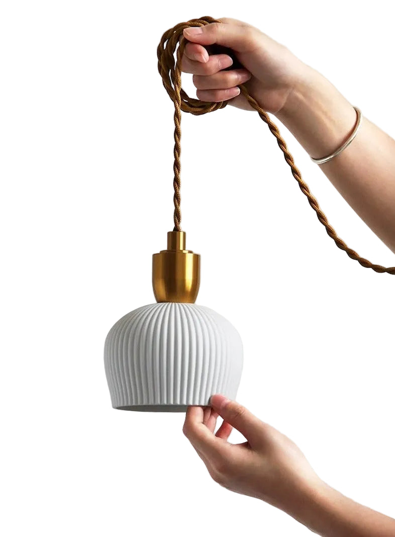 Moderna Pendellampa Kök Justerbar Hänglängd Vit Keramisk Finish 10