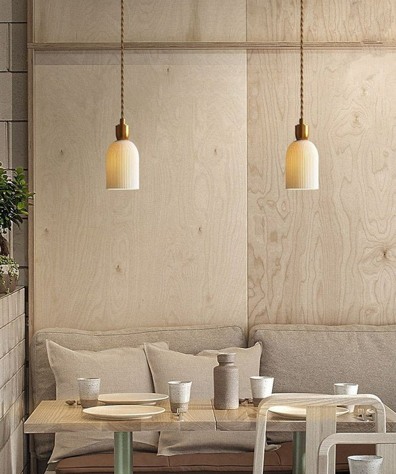 Moderna Pendellampa Kök Justerbar Hänglängd Vit Keramisk Finish 5