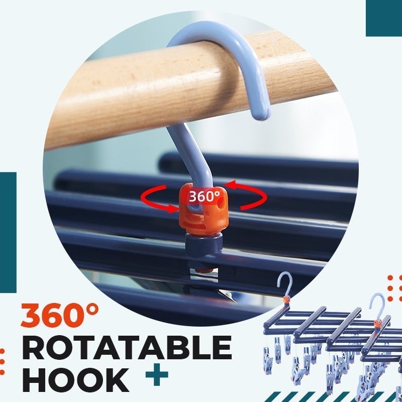 Multifunktionellt Torkställ för Kläder, Fällbart Design med 360° Roterande Hals 4