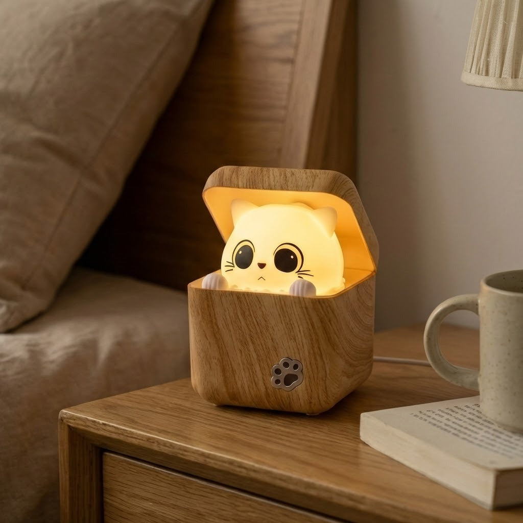 Nattlampa Barn Katt Peekaboo Design Med Dimmerfunktion 2