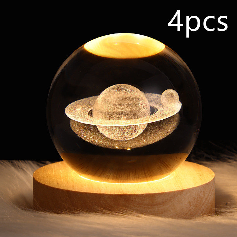 Nattlampa Stjärnhimmel 3D Galaxy Crystal Ball LED för Barn och Hem 13
