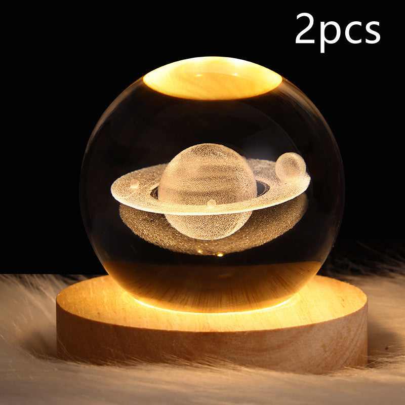 Nattlampa Stjärnhimmel 3D Galaxy Crystal Ball LED för Barn och Hem 21
