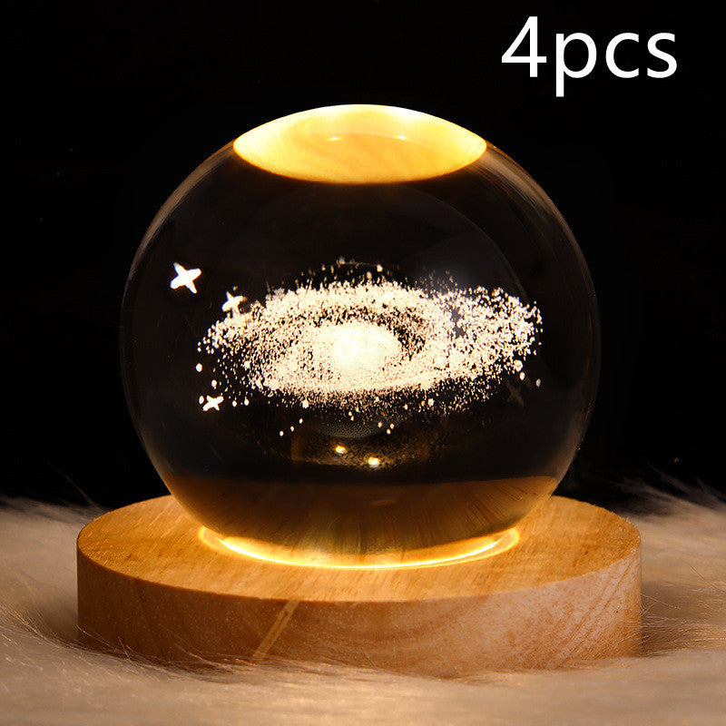 Nattlampa Stjärnhimmel 3D Galaxy Crystal Ball LED för Barn och Hem 22