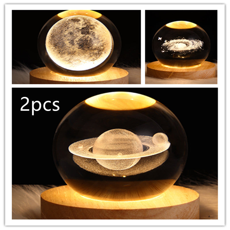 Nattlampa Stjärnhimmel 3D Galaxy Crystal Ball LED för Barn och Hem 27