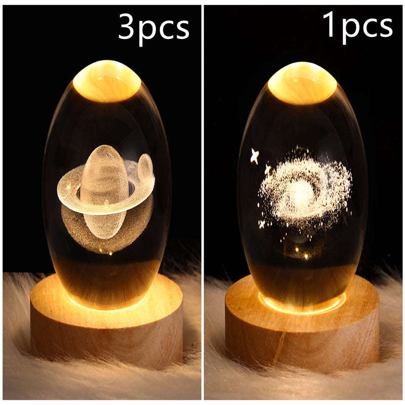 Nattlampa Stjärnhimmel 3D Galaxy Crystal Ball LED för Barn och Hem 34