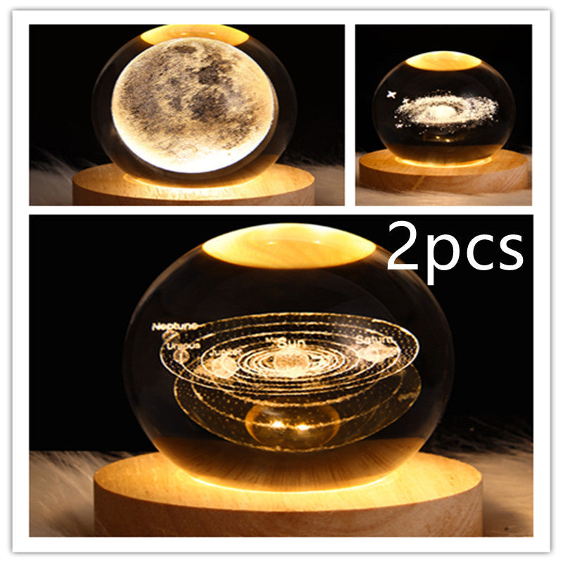 Nattlampa Stjärnhimmel 3D Galaxy Crystal Ball LED för Barn och Hem 43