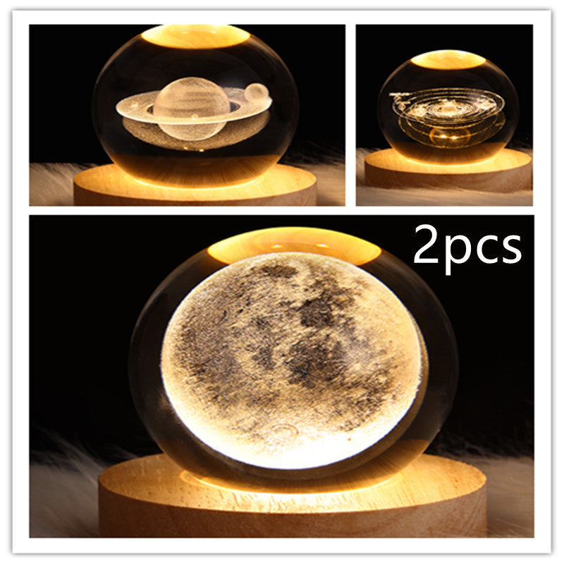 Nattlampa Stjärnhimmel 3D Galaxy Crystal Ball LED för Barn och Hem 47