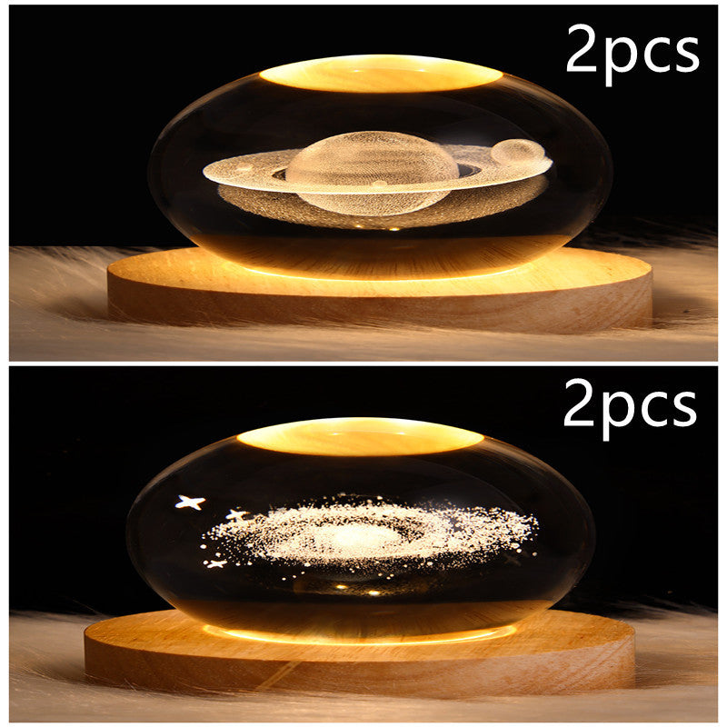 Nattlampa Stjärnhimmel 3D Galaxy Crystal Ball LED för Barn och Hem 50