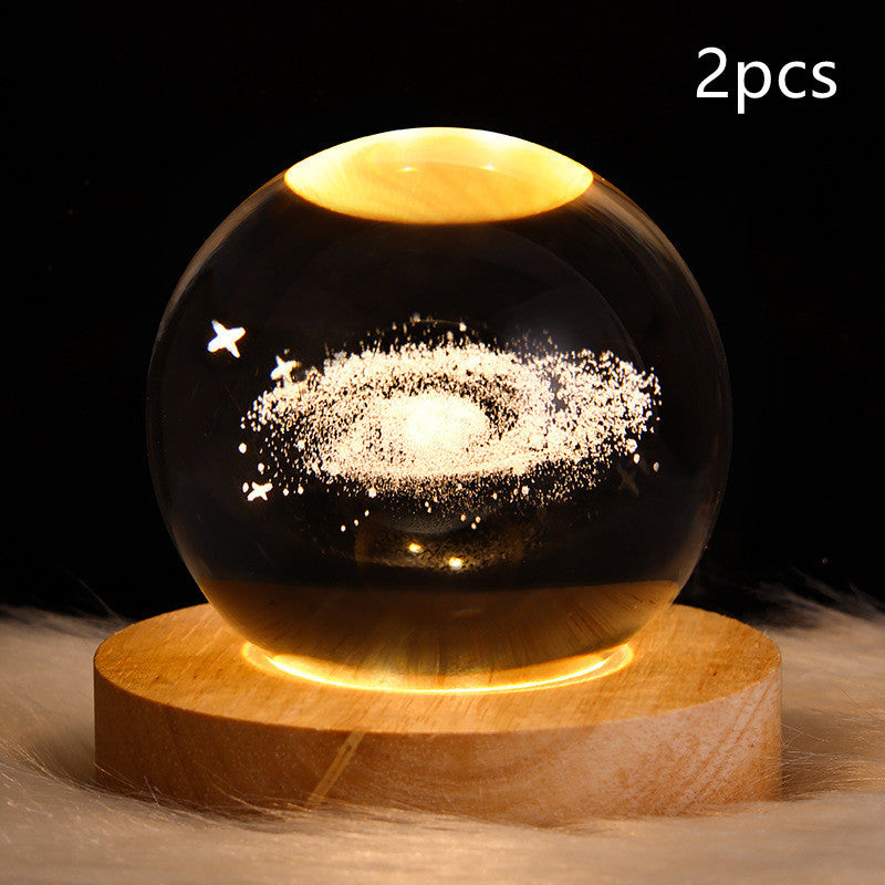 Nattlampa Stjärnhimmel 3D Galaxy Crystal Ball LED för Barn och Hem 52