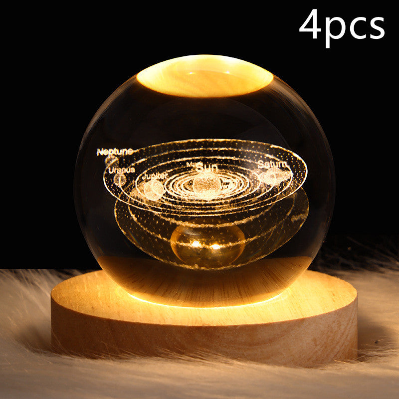 Nattlampa Stjärnhimmel 3D Galaxy Crystal Ball LED för Barn och Hem 56