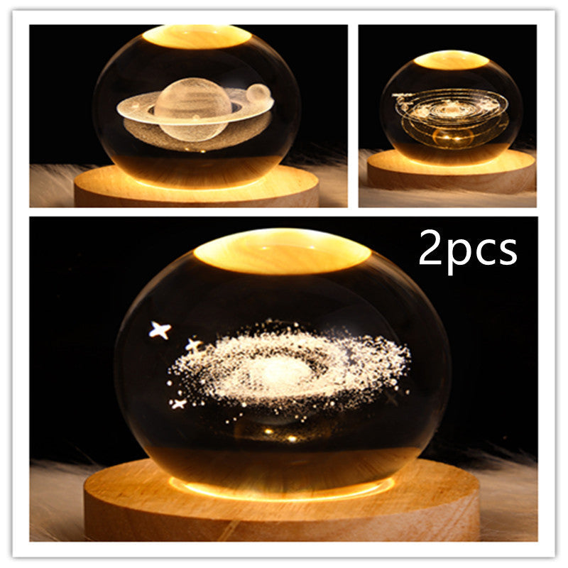 Nattlampa Stjärnhimmel 3D Galaxy Crystal Ball LED för Barn och Hem 9