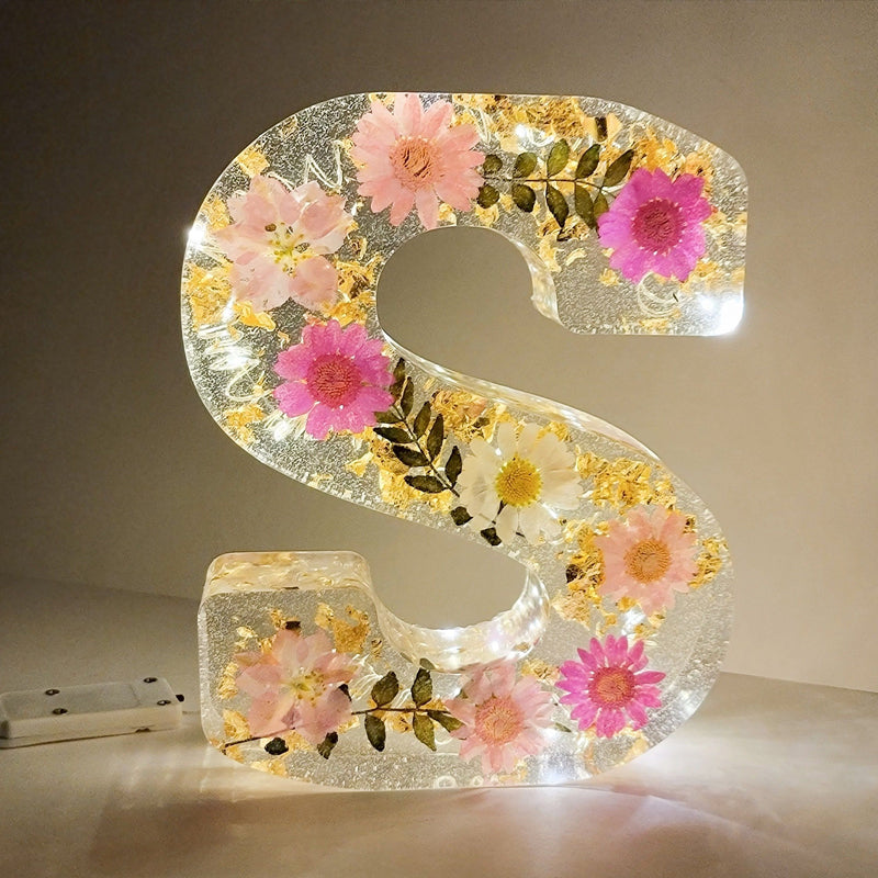 Nattljus med Torkade Blommor - Personlig Bokstav 12