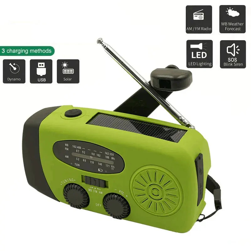 Nödbatteri Radio med Solpanel och LED-lampa 0