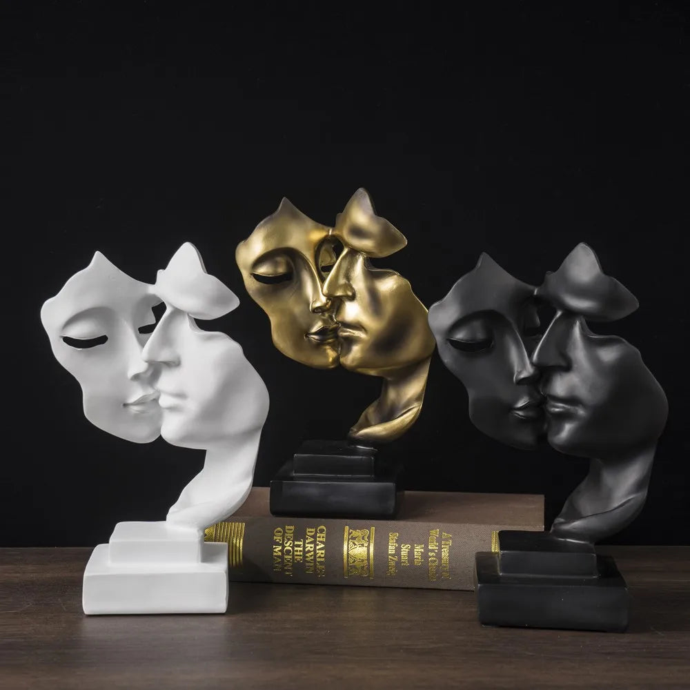 Nordisk Abstrakt Mask Staty för Heminredning 3