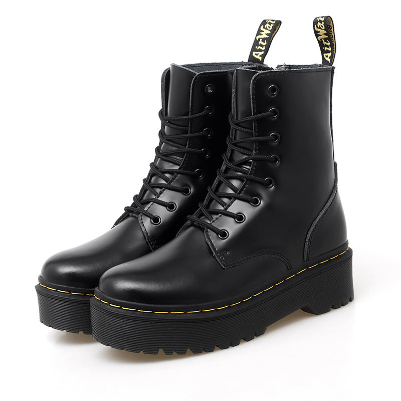 Kvinnors Laced Combat Boots med Sidodragkedja