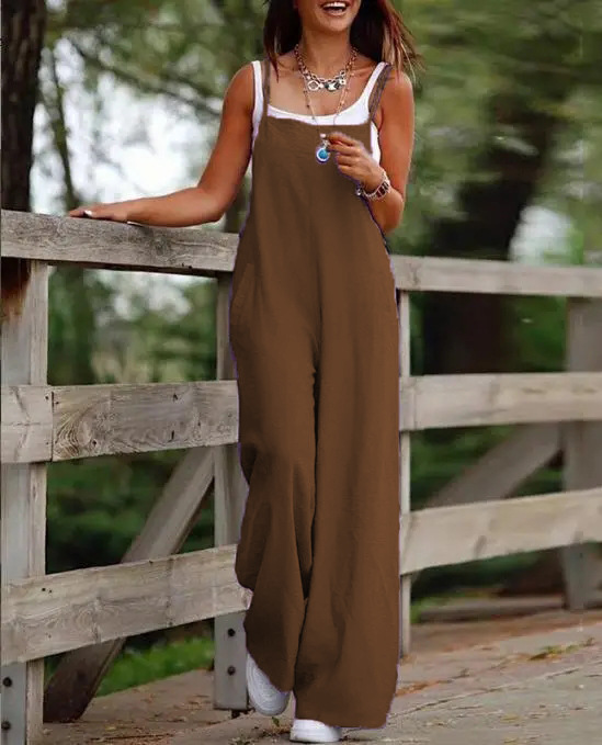 Avslappnad ärmlös jumpsuit för kvinnor