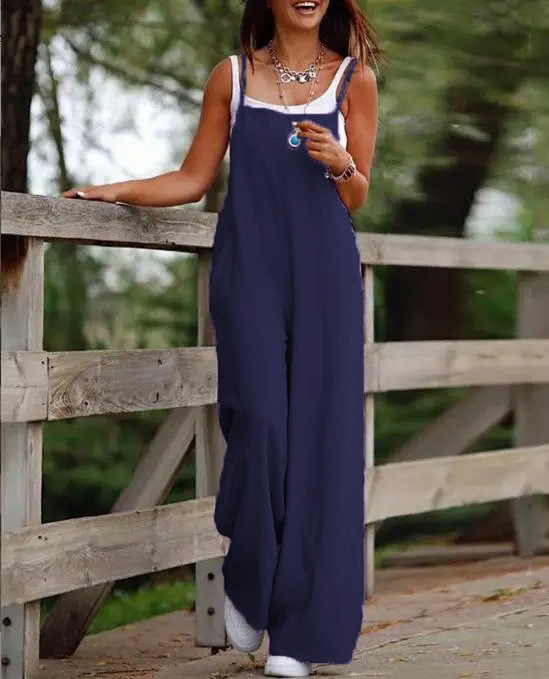 Avslappnad ärmlös jumpsuit för kvinnor