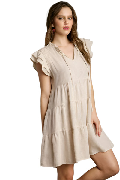 Plus Size A-Line Mini Klänning Linne Med Lager 0