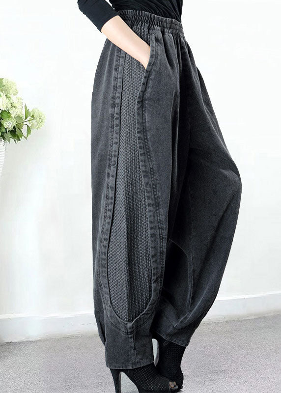 Plus Size Harembyxor Dam med Fickor och Lapptäcktsdesign 0