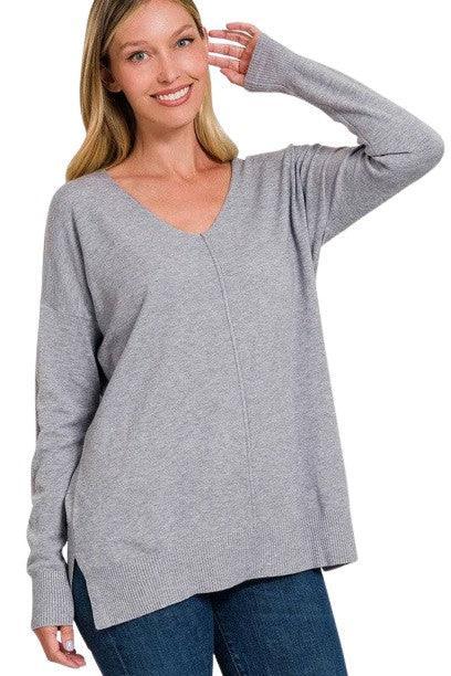 Plus Size Tunika Tröja Lång Ärmar V-Hals Mjuk Tyg 0