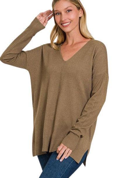 Plus Size Tunika Tröja Lång Ärmar V-Hals Mjuk Tyg 2