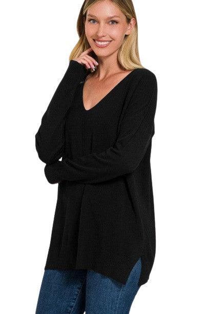 Plus Size Tunika Tröja Lång Ärmar V-Hals Mjuk Tyg 4