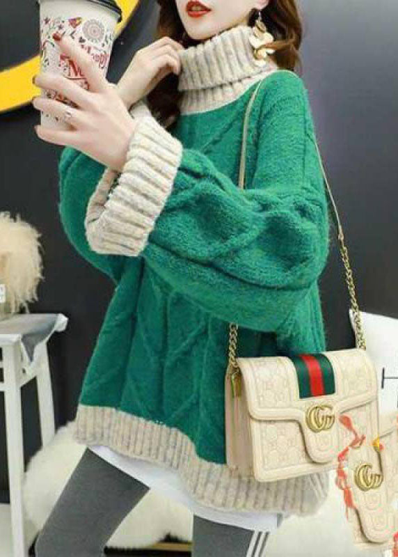 Plusstorlek Tröja Sköldpadda Nacke med Lapptäcksmönster 1