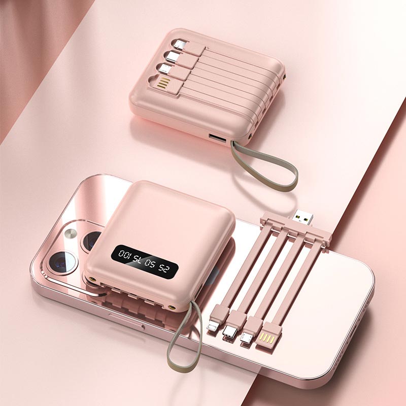 Powerbank 20000mAh Kompakt Med Integrerade Kablar För iPhone 2