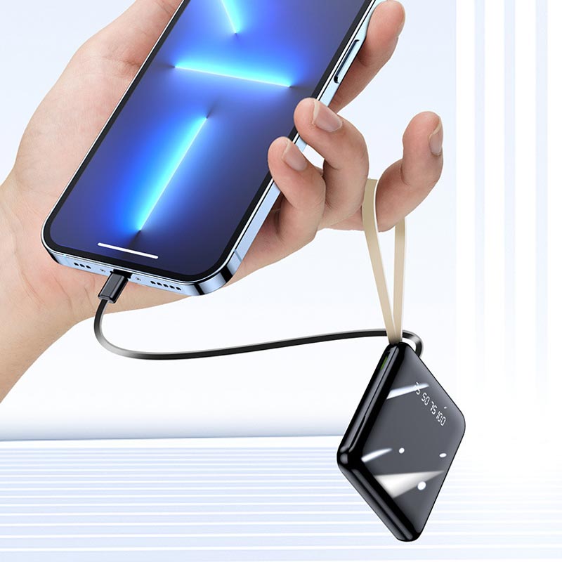 Powerbank 20000mAh Kompakt Med Integrerade Kablar För iPhone 6