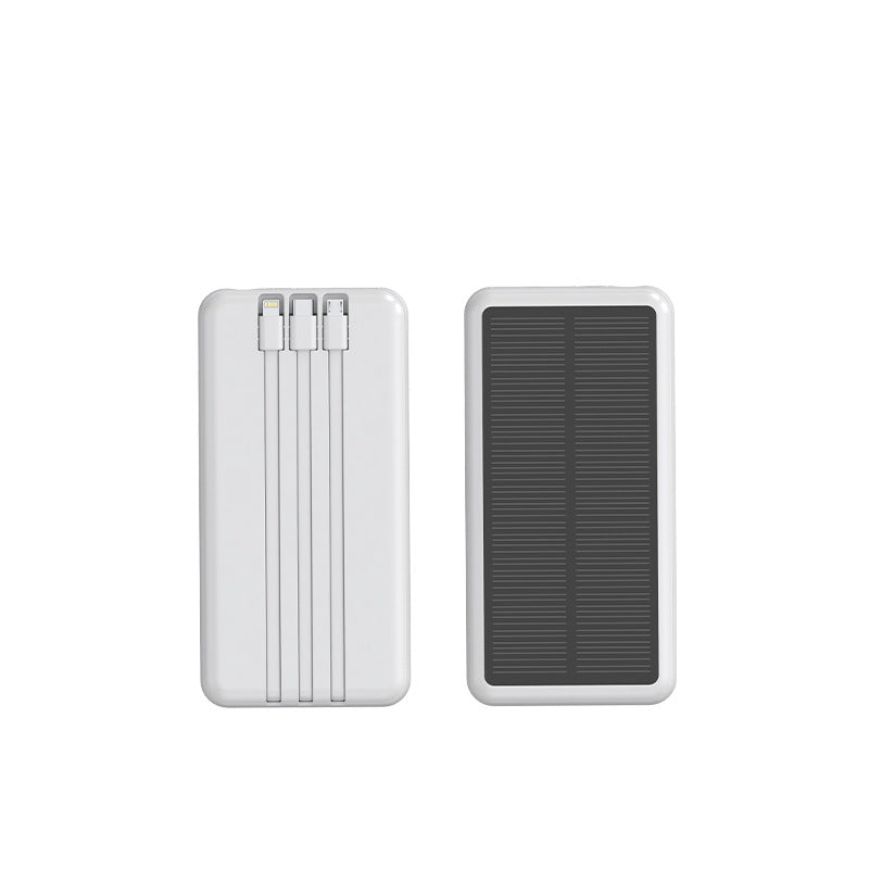 Powerbank Med Solceller 20000mAh För Mobil Användning, Integrerade Laddningskablar, Bärbar Energilösning 0