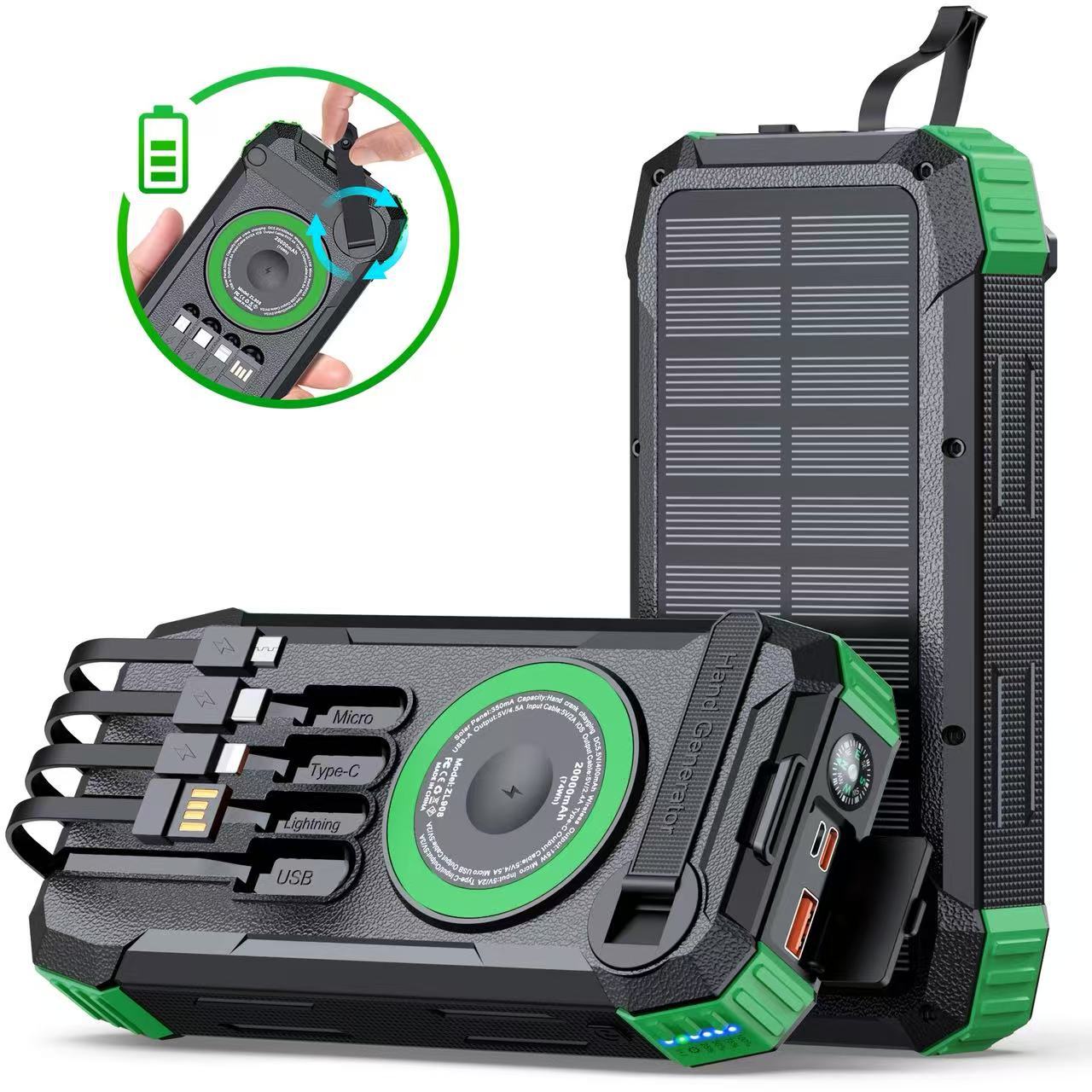 Powerbank med solenergi och snabb laddning för utomhusbruk 4