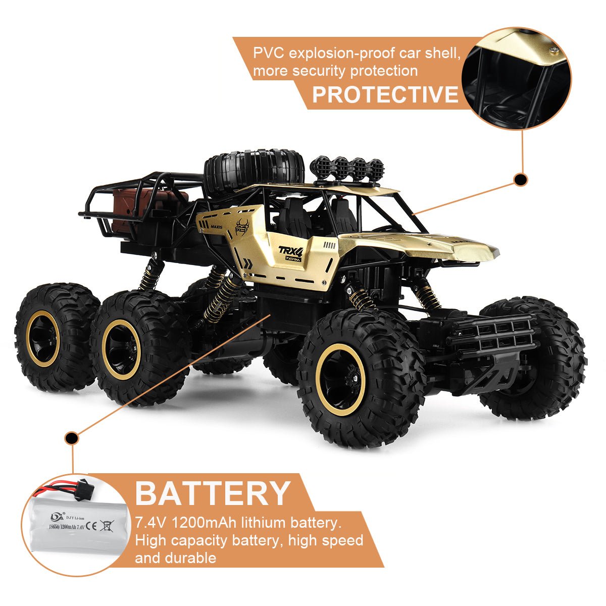 RC Monstertruck 6WD Offroad med LED-ljus 6