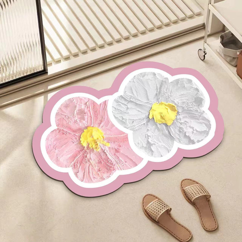 Rund Badrumsmatta med Blommönster för Känsla av Komfort och Stil 6