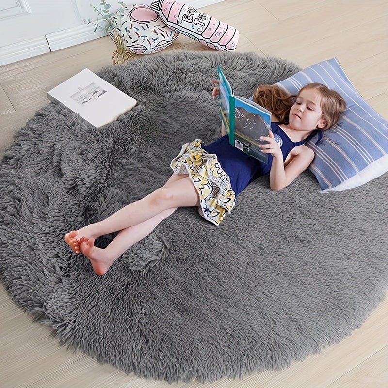 Rund Matta Fluffig för Hemmet - Mysig och Halkfri Design, Tvättbar 160 cm 0
